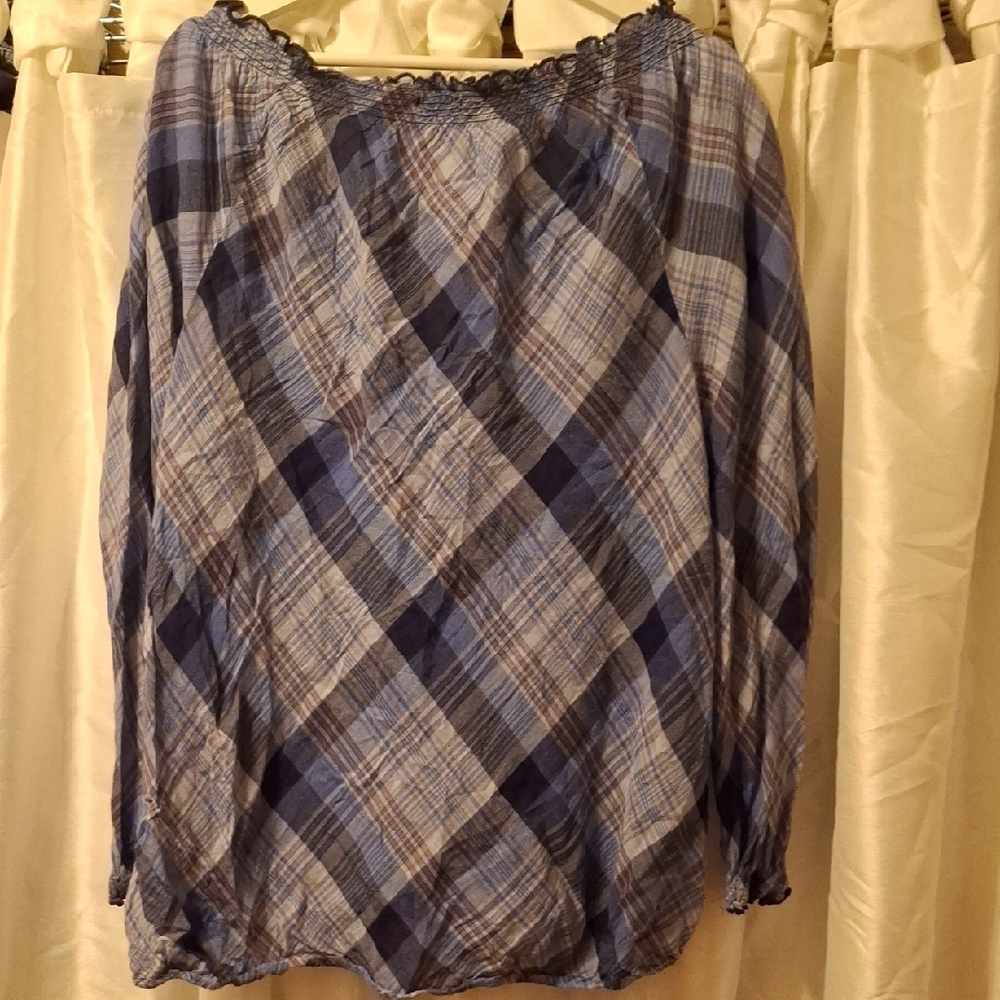 Lane Bryant Blue Plaid Women's Top 18/20 💖💖💖💖 - Picture 8 of 8